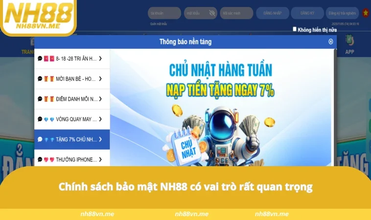 Chính sách bảo mật NH88 có vai trò rất quan trọng